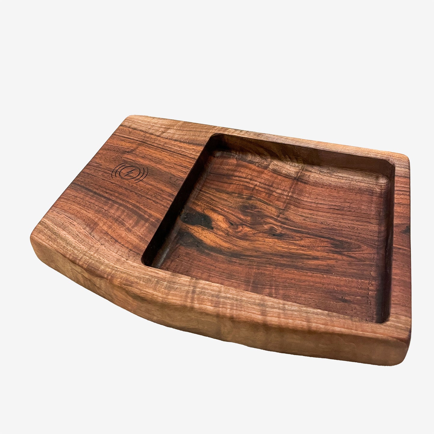 Live Edge Walnut Catchall with Wireless Charger