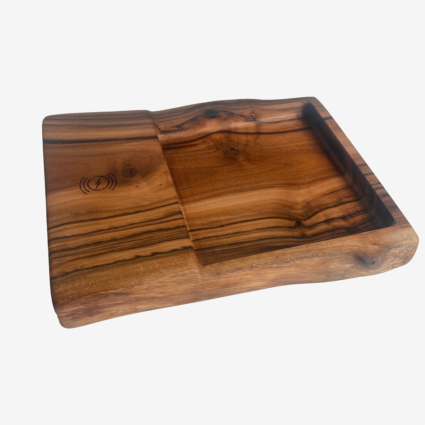 Live Edge Walnut Catchall with Wireless Charger