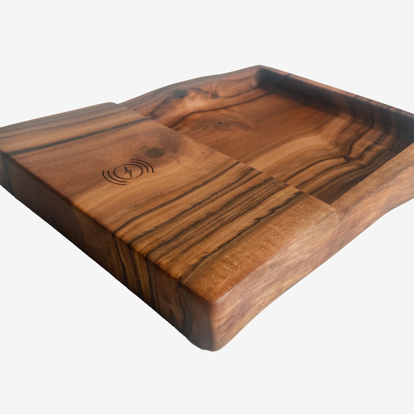 Live Edge Walnut Catchall with Wireless Charger