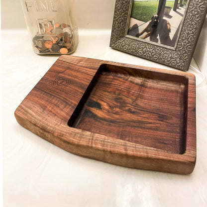 Live Edge Walnut Catchall with Wireless Charger