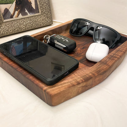 Live Edge Walnut Catchall with Wireless Charger