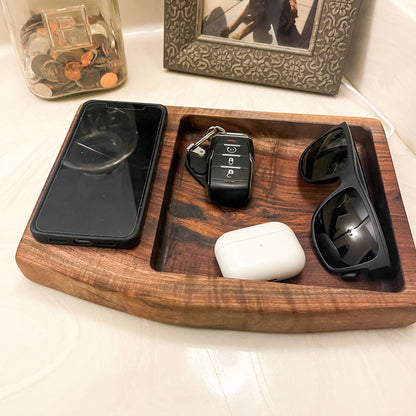 Live Edge Walnut Catchall with Wireless Charger